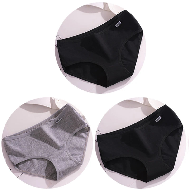 Women’s Cotton Underwear - Candy Color Mid-Waist Breathable Plus Size Briefs