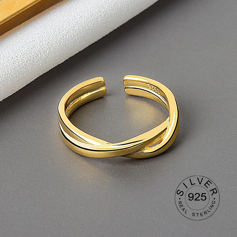 925 Sterling Silver Women’s Open Wave Ring – Irregular Wide Noodle Design Gift