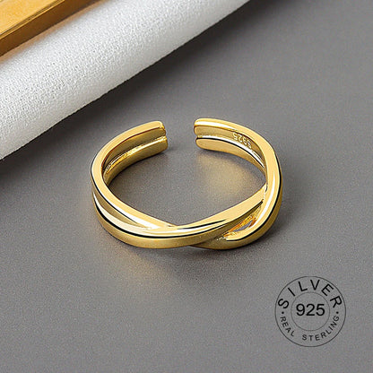 925 Sterling Silver Women’s Open Wave Ring – Irregular Wide Noodle Design Gift