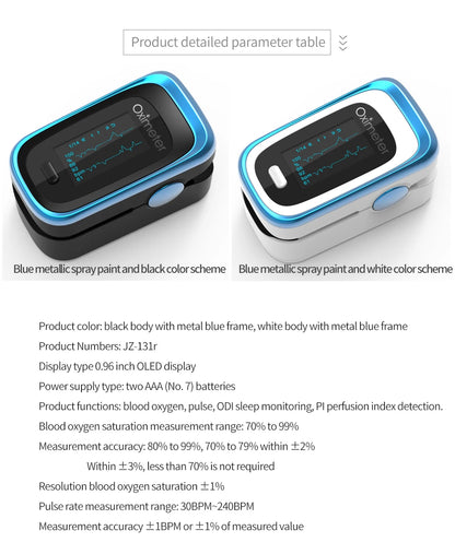 Kiuzou Medical Finger Pulse Oximeter – Portable OLED SPO2, PR, Sleep Monitor, 8-Hour Battery, Blood Oxygen Case