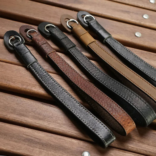 AYdgcam Genuine Leather Camera Wrist Strap - Handmade Adjustable Hand Grip for Fujifilm XT4 X100F Leica Q2 Canon Nikon Sony Lumix Panasonic Cameras