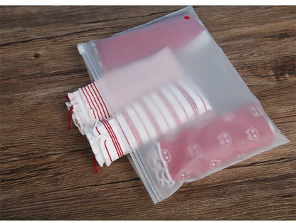 10PCS 16-Wire Frosted Zipper Bags – Underwear, Panties & Socks Packaging with Air Hole, Resealable Cosmetic Storage
