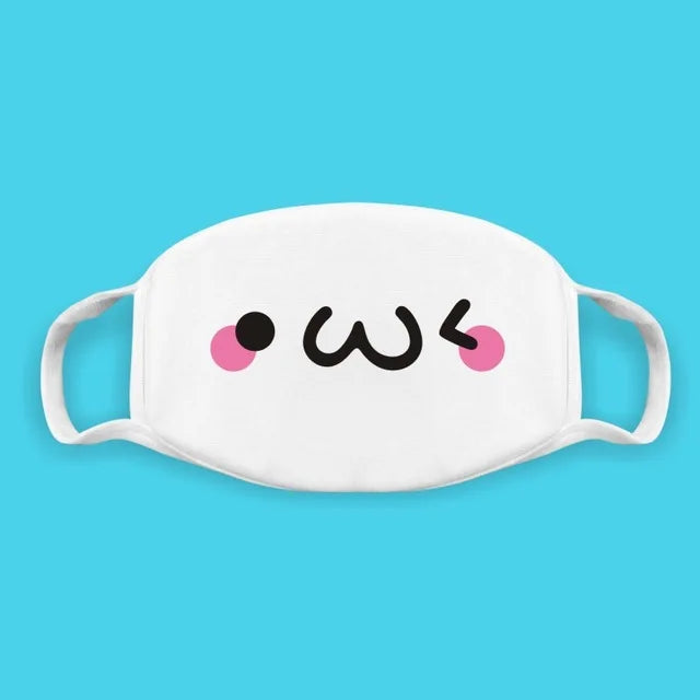 Kawaii Anime Expression Cotton Face Mask – Breathable Smile Mouth Muffle for Unisex Korean Style