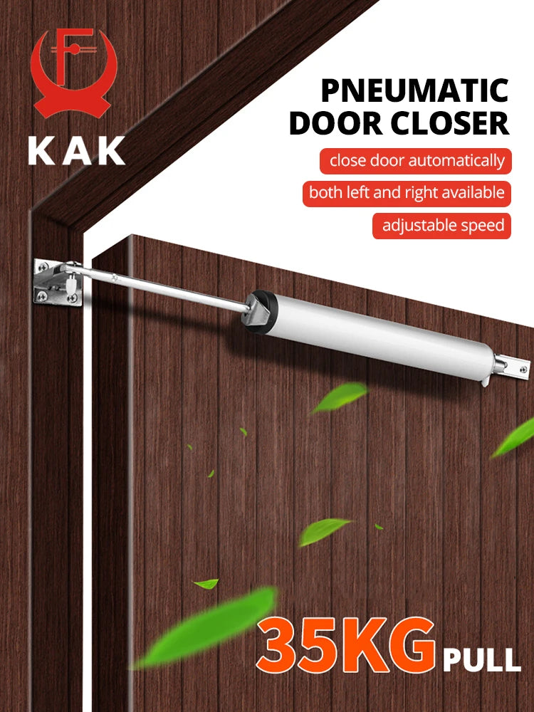 KAK Soft Closing Automatic Door Closer – 35KG Pneumatic Adjustable Speed Door Stop & Protective Holder Hardware