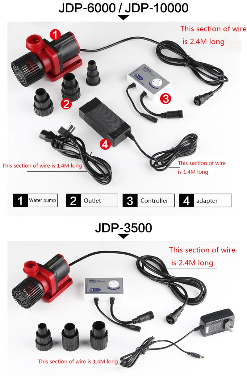 SUNSUN JDP DC Water Pump - Silent Submersible Pump for Marine Reef Aquariums, Wifi, 100-240V