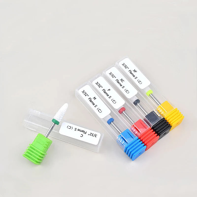 5Pcs Ceramic Milling Cutter Set - Electric Nail Drill Bits for Manicure, Gel Varnish Removal & Nail Care Tools