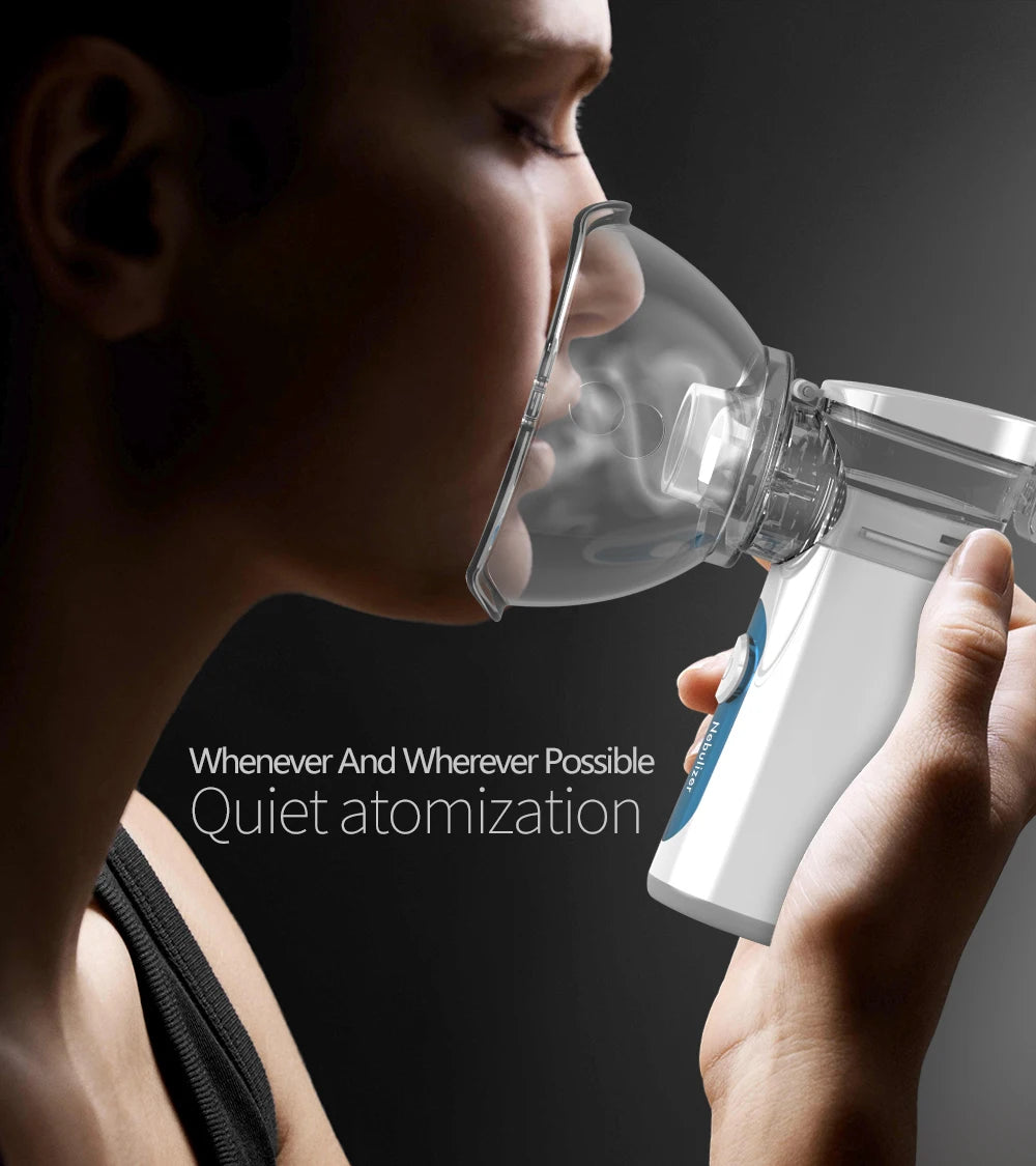 Handheld Portable Auto-Clean Inhale Nebulizer - Silent Mesh Atomizer Inhaler for Kids, Portable Nebulizador Inhalator