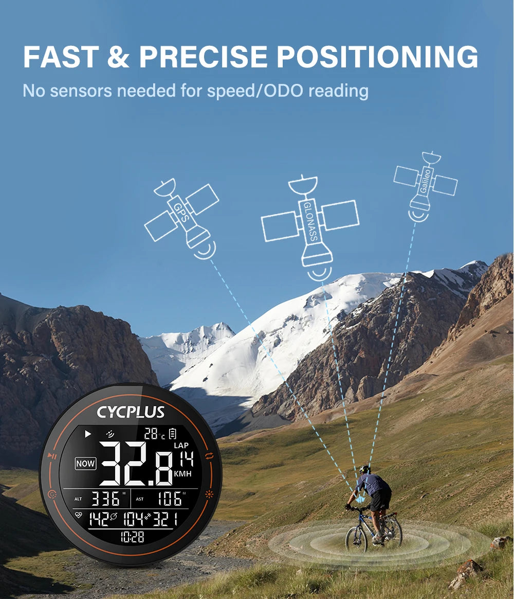 CYCPLUS M2 Wireless Bicycle Computer – ANT+ & Bluetooth GPS Speedometer, Waterproof Bike Cyclocomputer Accessories