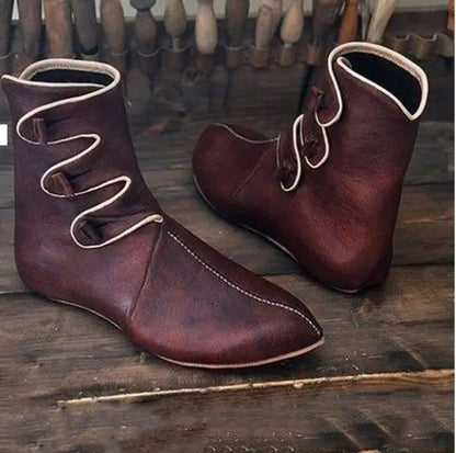 Medieval Viking PU Leather Boots - Pirate Paladin Knight Prince Cosplay Shoes for Men