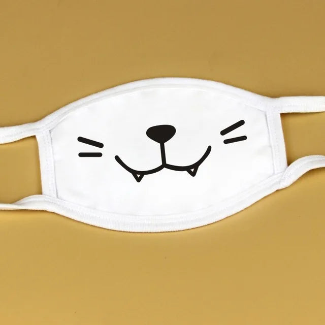 Kawaii Anime Expression Cotton Face Mask – Breathable Smile Mouth Muffle for Unisex Korean Style