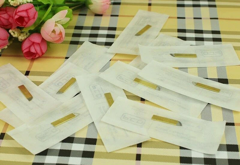 50pcs Permanent Makeup Eyebrow U-Pin PCD Blades — 12/14/19 Microblading Needles for 3D Embroidery Manual Pen