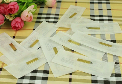 50pcs Permanent Makeup Eyebrow U-Pin PCD Blades — 12/14/19 Microblading Needles for 3D Embroidery Manual Pen
