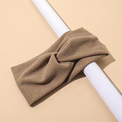 Women’s Elegant Solid Cross Woolen Elastic Headband – Thickened Warm Fashion Hairband Turban Bandana for Outdoor Casual Wear