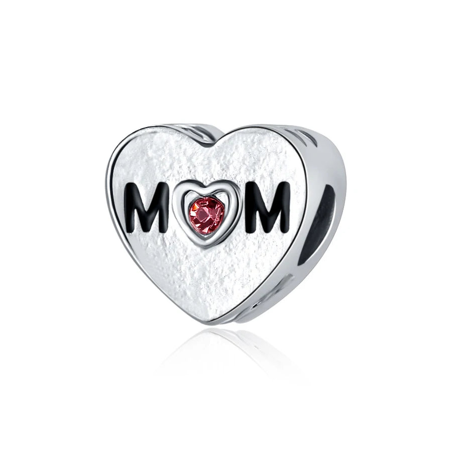Original Alloy Bead Family Love Heart Pendant Charm - Mom & Dad DIY Jewelry for Pan Bracelets & Necklaces