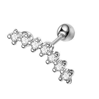 Crystal Flower Tragus Piercing Earring – 16G Cross Cartilage, Helix, Conch, Rook, Lobe & Labret Stud Jewelry