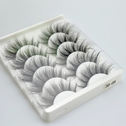 QSTY 5 Pairs 3D Mink False Eyelashes – Natural Long Dramatic Volume Black Lash Extensions