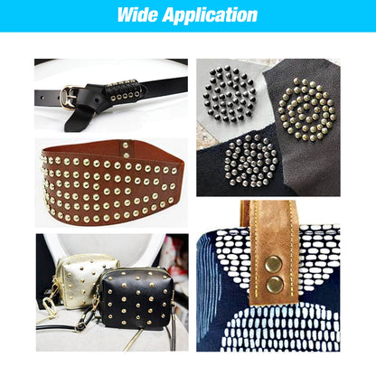 100Set Metal Double Cap Rivets - 5-15mm Round Stud Nails for Leathercraft, Shoes, Bags, Belts, Clothing & DIY Repairs