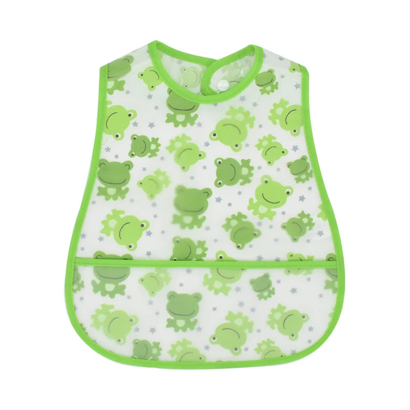 Adjustable Baby Bibs - Waterproof EVA Cotton Cartoon Feeding Bibs with Burp Cloth for Boys & Girls