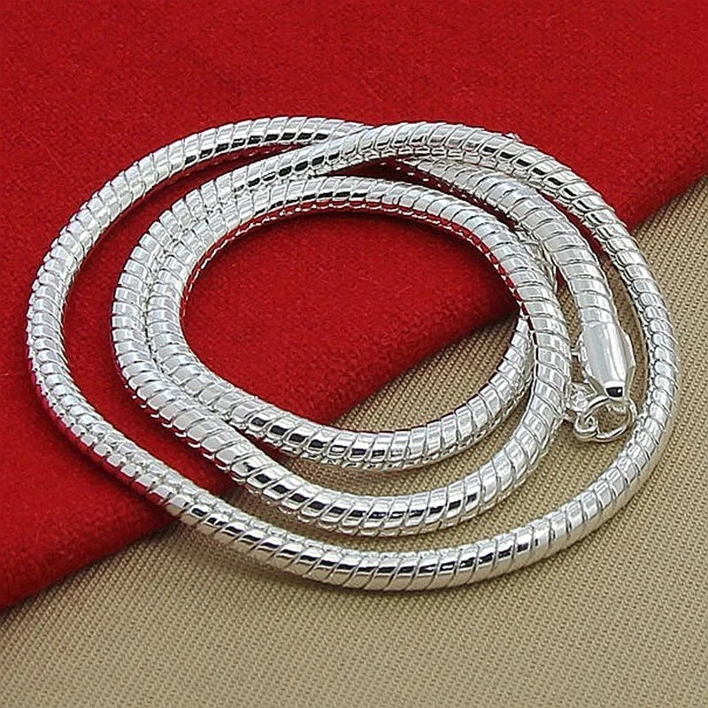 925 Sterling Silver Snake Chain Necklace — 1MM/2MM/3MM, 40–75cm for Men & Women, Fashion Jewelry Pendant, Free Shipping
