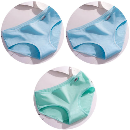 Women’s Cotton Underwear - Candy Color Mid-Waist Breathable Plus Size Briefs