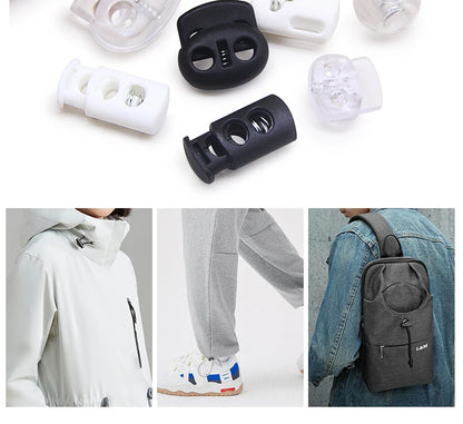 10pcs Plastic Cord Lock Stopper – Black Frost Toggle Clips for Shoelaces, Sportswear & DIY Bag Accessories