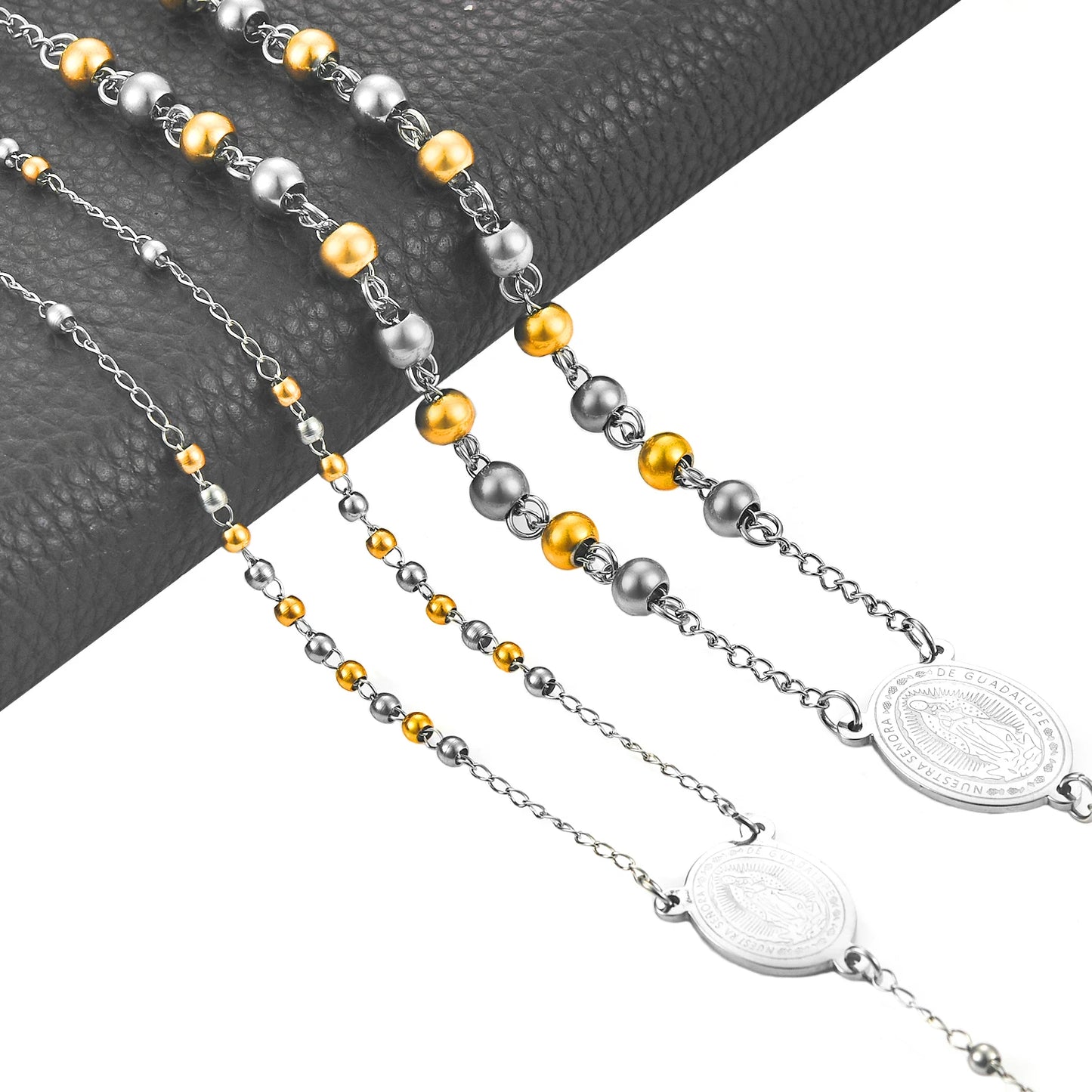 Stainless Steel Vintage Cross Rosary Necklace - Bohemian Religious Pendant for Women and Men, Fashion Jewelry Gift