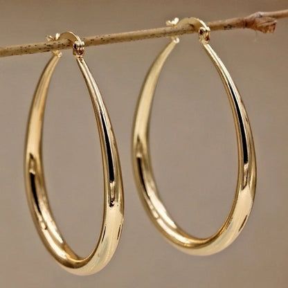Shiny Gold Hoop Earrings for Women – Fashion Jewelry for Engagement & Wedding Gift