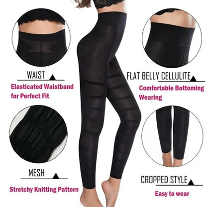 High Waist Shapewear Compression Leggings - Anti Cellulite Body Slimming Tummy Control Thigh Sculpting Pants