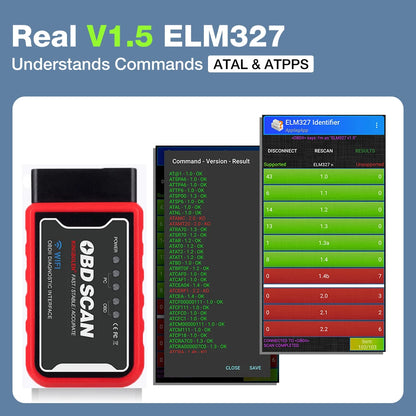 ELM327 V1.5 OBD2 Scanner - Bluetooth & WiFi Car Code Reader Diagnostic Tool for iPhone Android