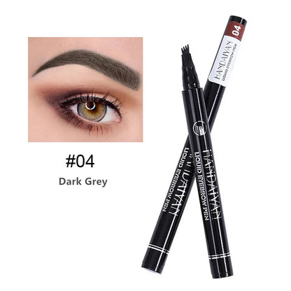 4D Microblading Eyebrow Pen – 4-Fork Tip Waterproof Long-Lasting Eyebrow Tattoo Pencil for Natural Fine Hair-Like Makeup