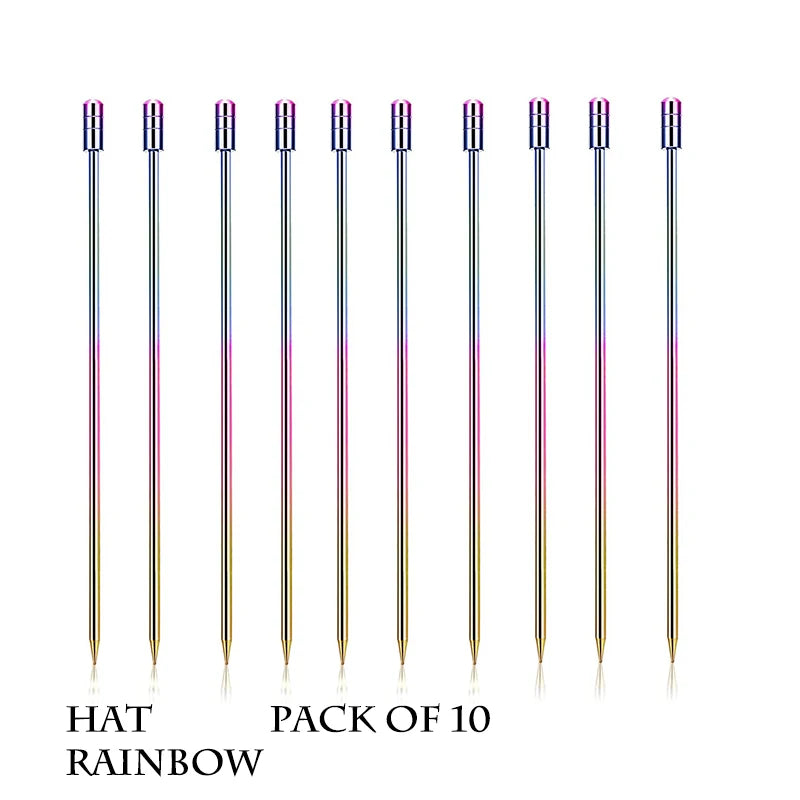 10PCS Stainless Steel Cocktail Picks - Fruit Sticks & Drink Stirring Sticks in Circle, Ball, and Hat Shapes