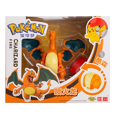 Genuine Pokémon Action Figures Set with Original Box – Pikachu, Charizard, Greninja, Pokéball Deformation Model Toys Gift
