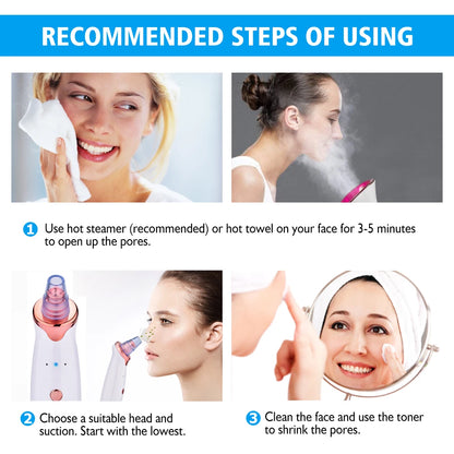 Electric Facial Blackhead Remover: Vacuum Pore Cleaner for Acne Cleansing & Black Spot Removal - Deep Cleaning Tools for Face and Nose