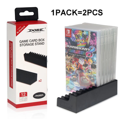 Switch Game Case Set – 2PCS CD-Style 24 Cartridge Storage Boxes with Non-Slip Pads for Nintendo Switch Accessories
