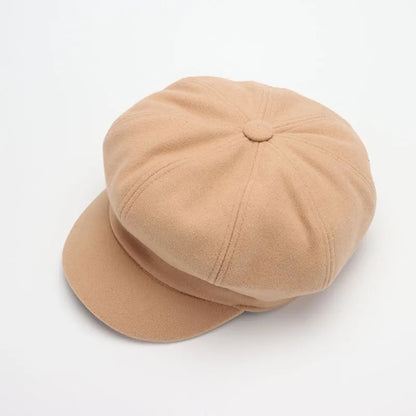 Autumn & Winter Wool Hats for Women – Solid Plain Octagonal Newsboy Cap & Casual Beret for Men & Ladies