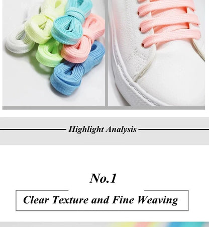 Luminous Flat Shoelaces - Glow in the Dark Fluorescent Sneaker & Canvas Shoe Laces, 80/100/120/140cm