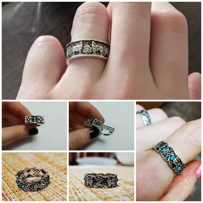 Huitan Viking Giant Wolf Ring – Nordic Mythology Totem, Unisex Punk Hip Hop Fashion Jewelry Gift