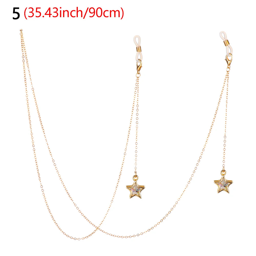 Women's Eyeglass Chain - Hollow Star & Pearl Beaded Lanyard for Sunglasses & Reading Glasses