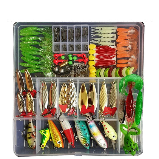 Fishing Lure Kit Set - Hard Wobblers, Metal Jig Spoons & Soft Silicone Baits for Anglers