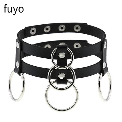 Black Cross Gothic Punk PU Leather Choker – Rock Necklace Jewelry for Women and Men