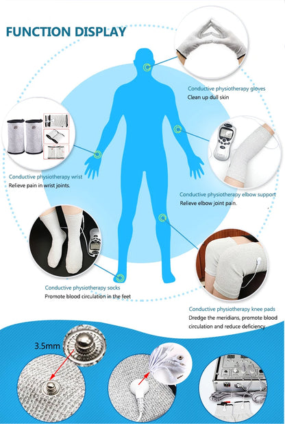 Conductive Silver Fiber Electrode Gloves & Socks – Muscle Stimulator TENS Bracer for Hand & Foot Massage