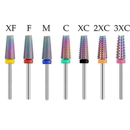 Purple 5-in-1 Tapered Carbide Nail Drill Bits - Milling Cutter for Manicure, Gel & Acrylic Removal, Nail Accessories Tool