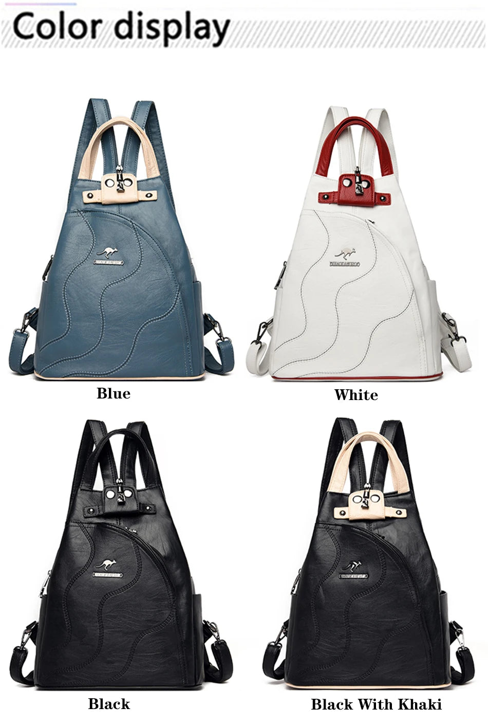 Women's Leather Zipper Backpack - Chest Bag Travel Pack, Ladies' School Bagpack for Teenage Girls, Sac A Dos