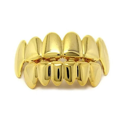 TOPGRILLZ Rose Gold Hip Hop Teeth Grillz Set - Top & Bottom Plated Tooth Caps for Party, Christmas & Costume Style