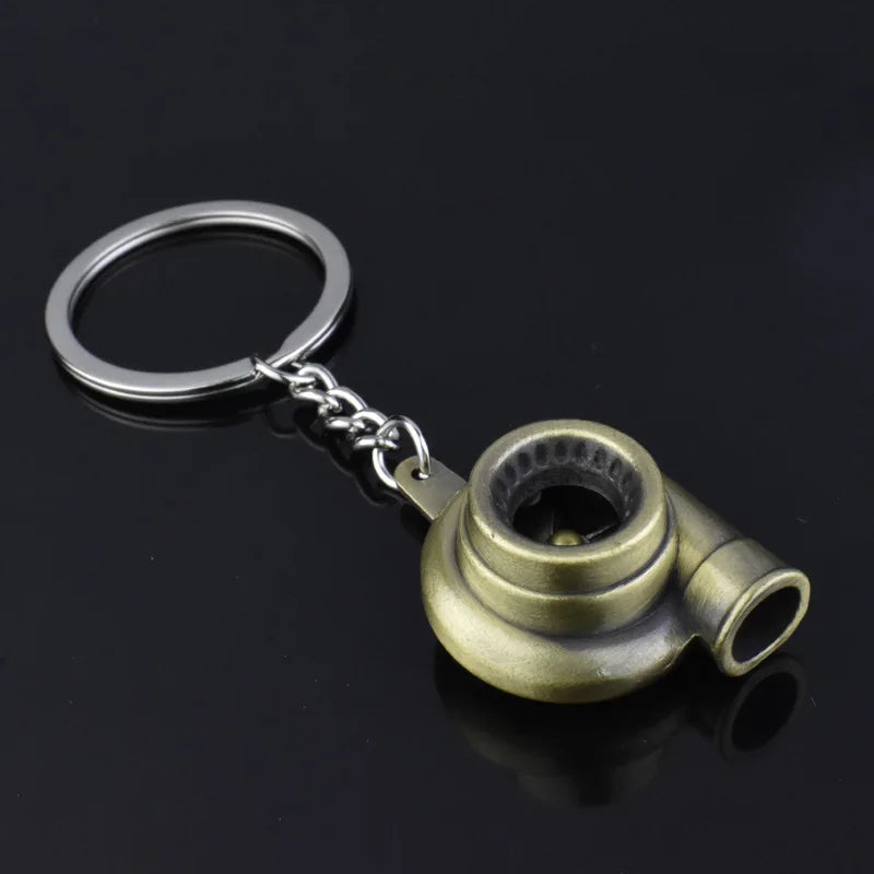 Mini Turbocharger Keychain - Spinning Turbine Keyring for Car Interior Accessories & Key Fob