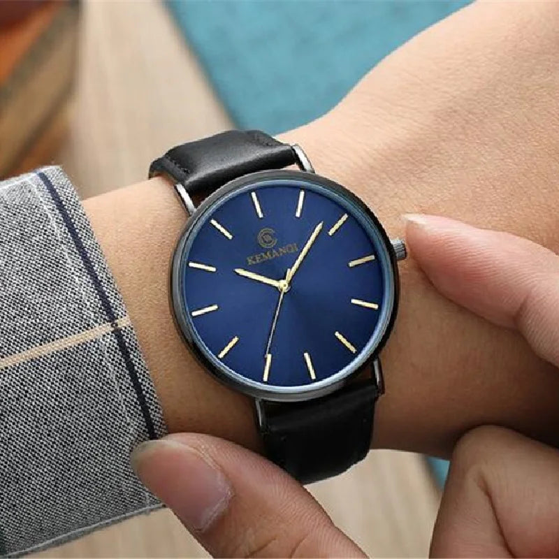 2022 Luxury Men's Gold Watch – Ultra Thin Leather Quartz Wristwatch for Business