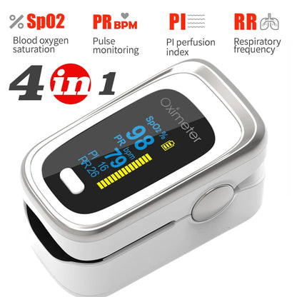 KIUZOU Finger Pulse Oximeter – SPO2, PR, PI, RR Blood Oxygen Saturation & Heart Rate Monitor, OLED Display