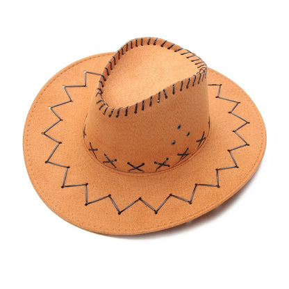 Western Cowboy Hat – Faux Leather Fedora for Men, Women & Kids, Wide Brim Beach & Travel Cap in Black, White & Pink