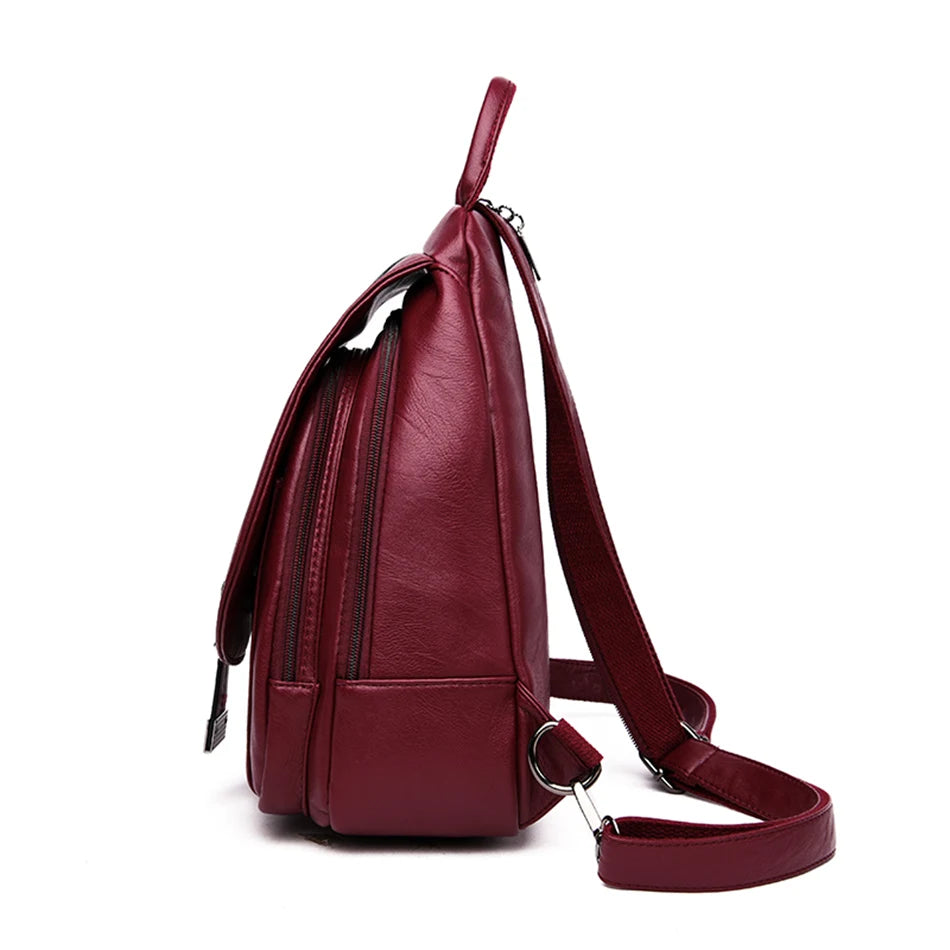 Multifunctional Women's Leather Backpack - Casual Style for Teen Girls, School and Travel Bagpack, Ladies' Chest Bag Sac