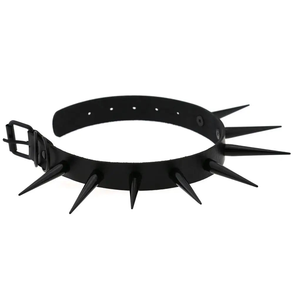 Big Long Spiked Choker Collar – Cool Punk Necklace for Women & Men, Metal Rave Festival Goth Jewelry